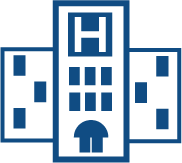 blue hospital building icon